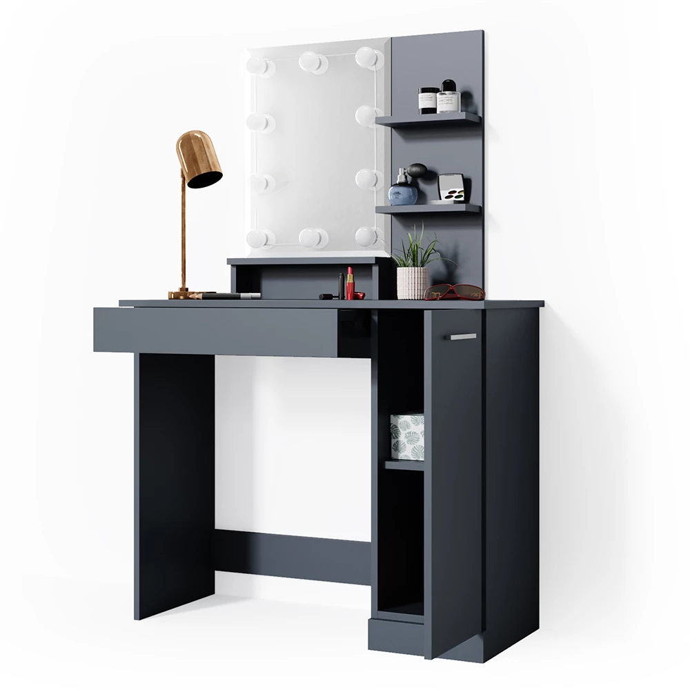 Vicco Vanity table Anthracite 90 cm with LED lighting, Julia