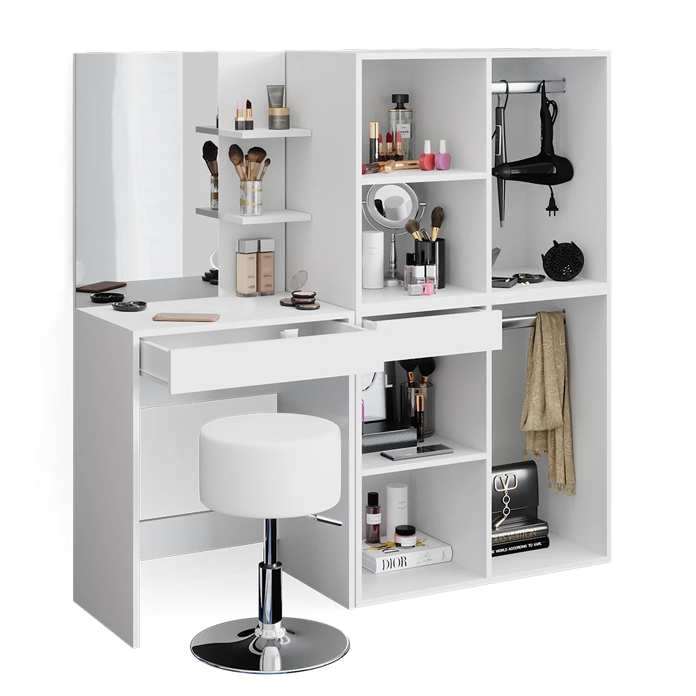 Vicco Vanity table White 60 cm with stool and cupboard, Isabelle