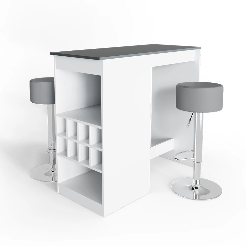 Vicco Bar table set White/Anthracite 115 x 50 cm with 2 bar stools, Ross