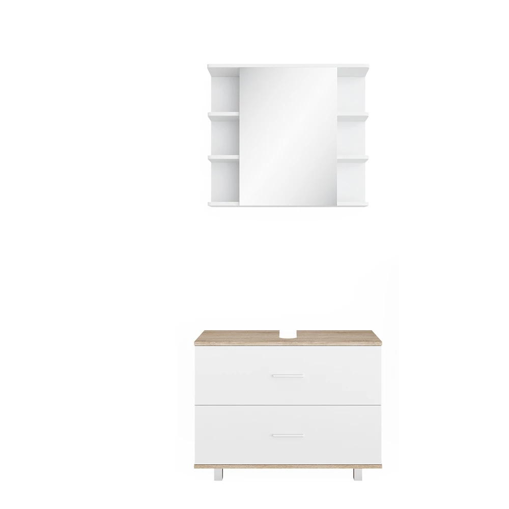 Vicco Bathroom furniture set White/Sonoma 2 parts, base cabinet 80 cm, Ilias