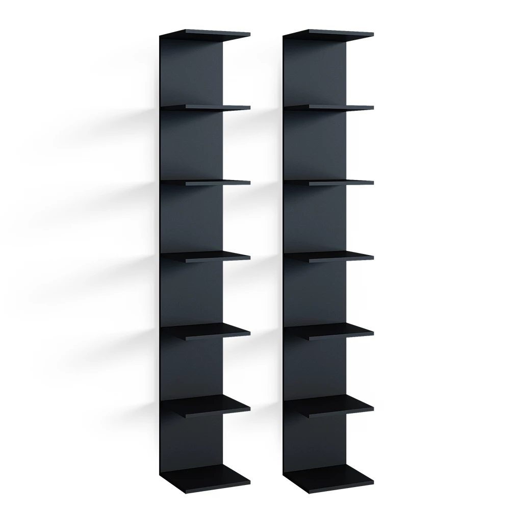 Vicco Wall shelf Black 30 x 190 cm open, Paolo