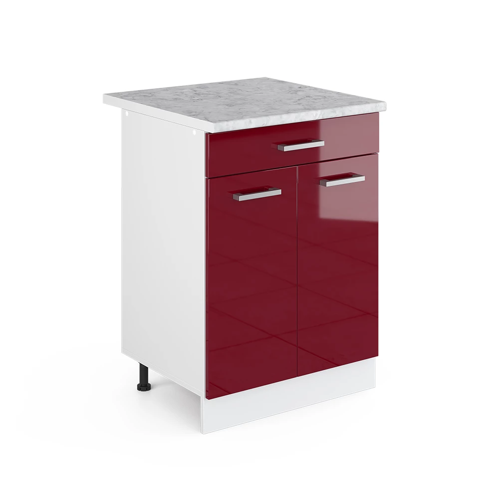 Vicco Kitchen base cabinet Bordeaux High Gloss 60 cm with drawer, WT Marble, R-Line