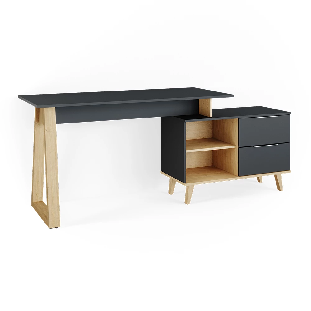 Vicco Desk Anthracite 138 x 60 cm with drawers, XL, Nautica