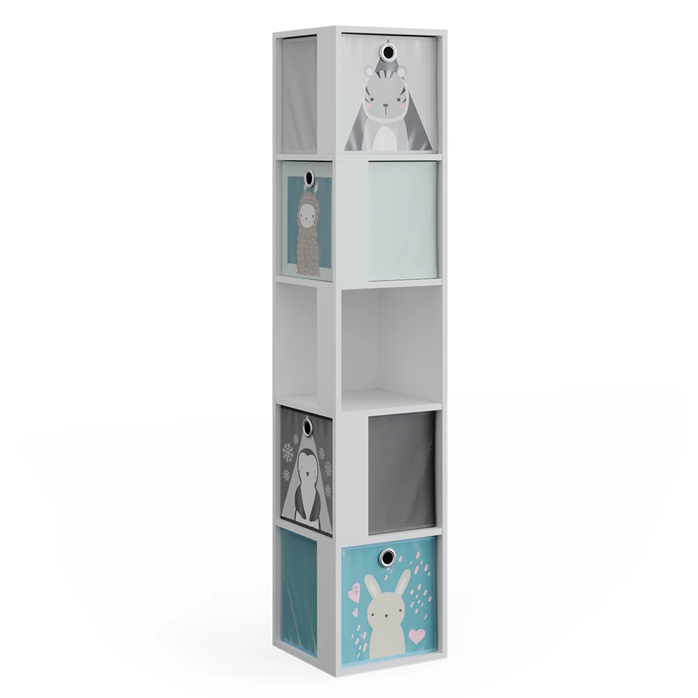 Vicco Kids’ shelf White 33.3 x 162.2 cm with 4 folding boxes, Lio