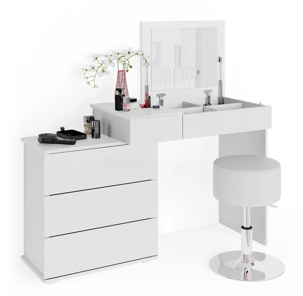 Vicco Vanity table White 117.4 cm with stool, Lotos