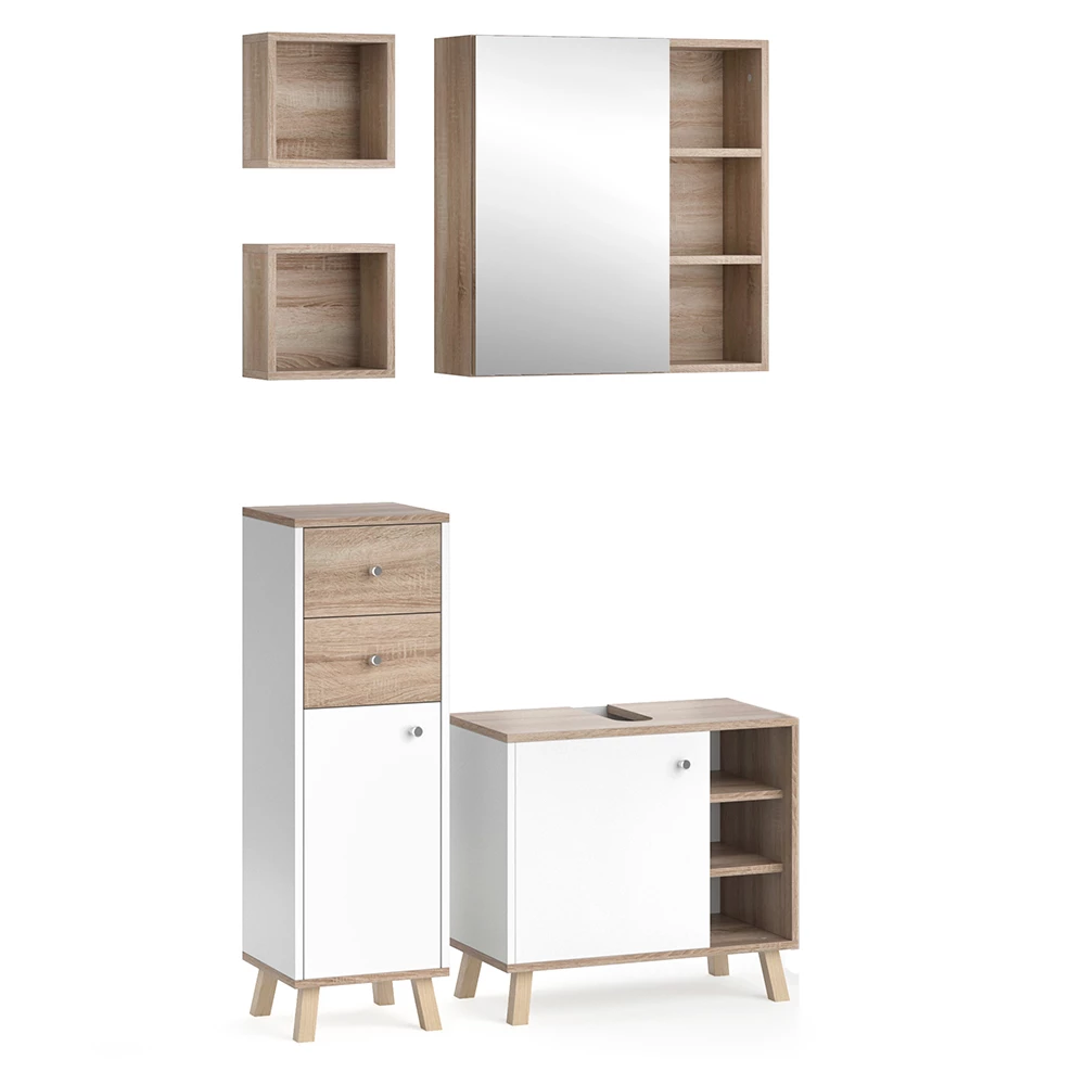 Vicco Bathroom furniture set White 4 parts, Senyo