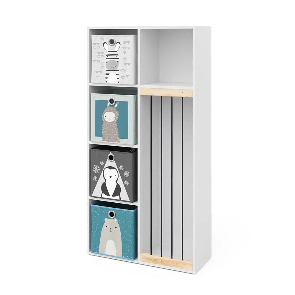 Vicco Kids’ shelf White 72 x 143 cm with 4 folding boxes opt.2, Marvin