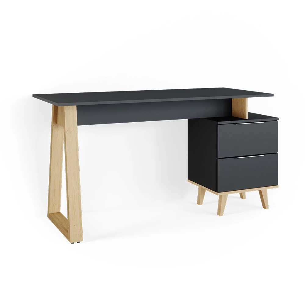 Vicco Desk Anthracite 138 x 60 cm with drawers, L, Nautica