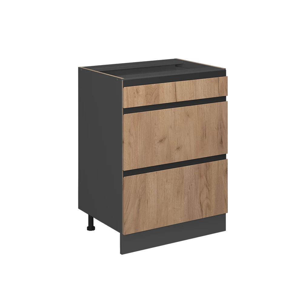 Vicco Kitchen base cabinet Gold power oak 60 cm J-Shape, with drawers, without worktop, R-Line