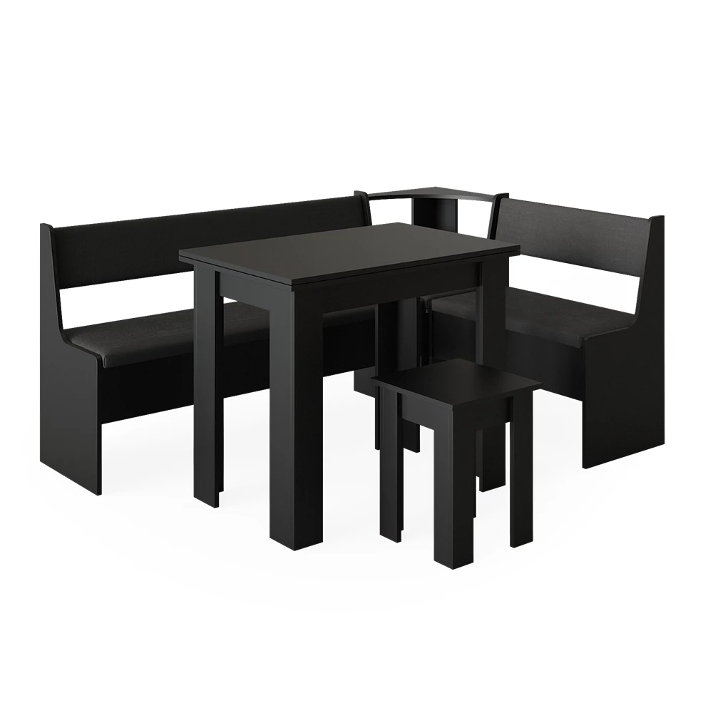 Vicco Corner bench group Black 120 x 41.5 cm with table, Roman