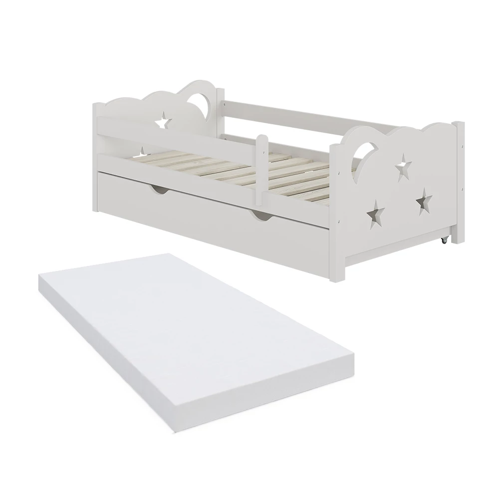 Vitalispa Kids’ bed White 70×140 cm with drawer and mattress, Jessica