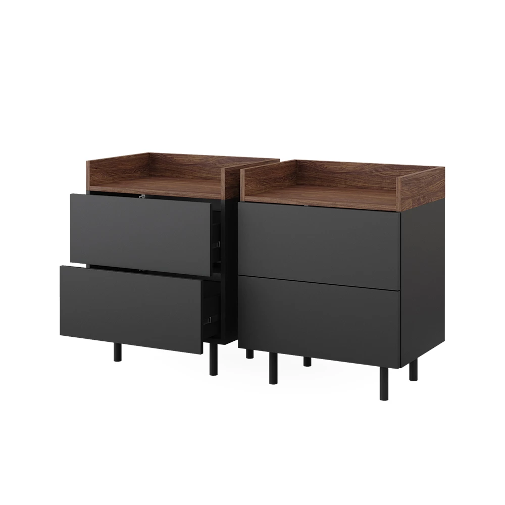 Vicco Nightstand Anthracite 54 x 68 cm Set of 2, Anika