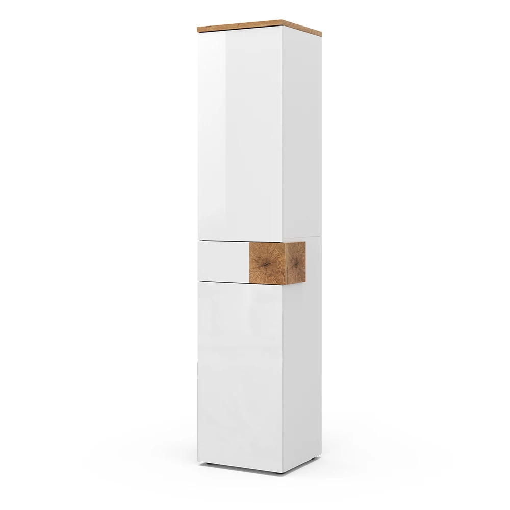 Vicco Bathroom cabinet White 40 x 184.2 cm with 2 doors and drawer, Eden