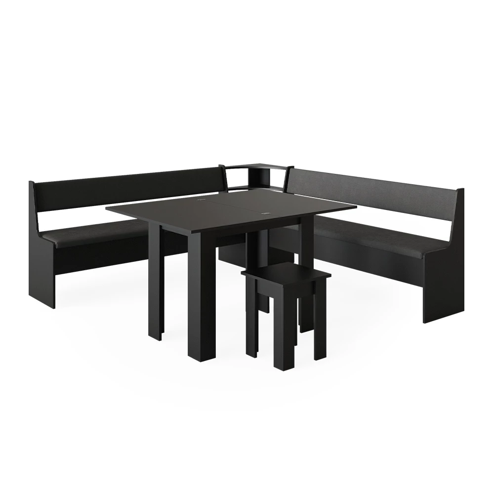 Vicco Corner bench group Black 210 x 41.5 cm with table, Roman