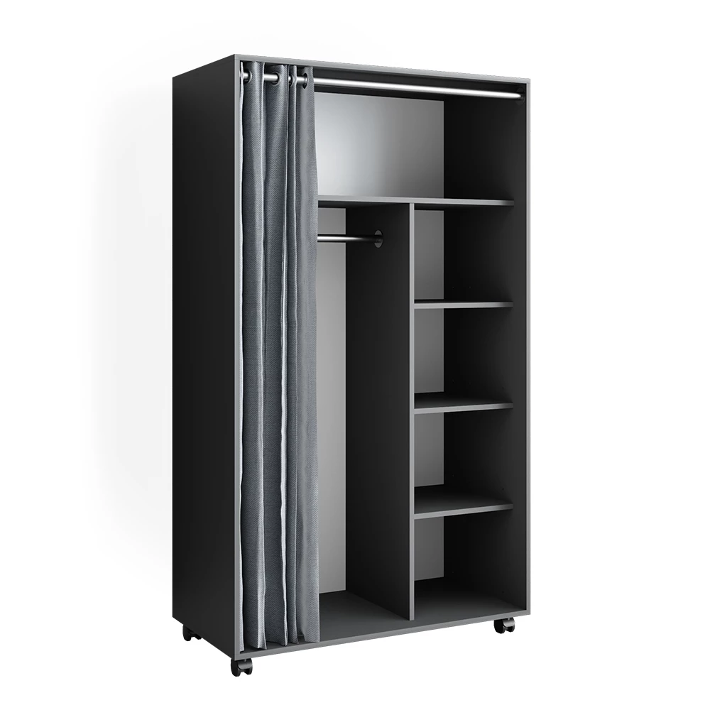 Vicco Wardrobe Grey 100 x 168 cm With rollers, Doros