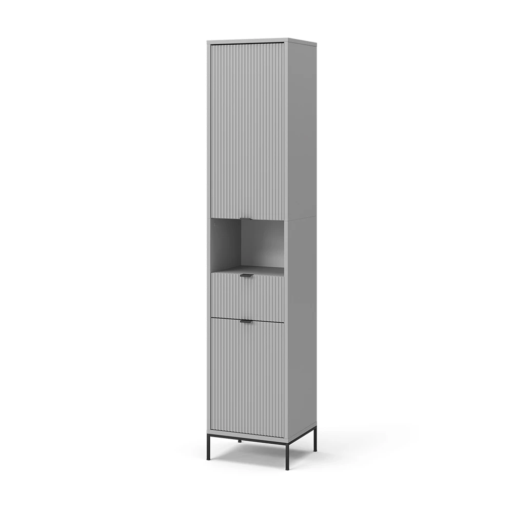 Vicco Bathroom cabinet Grey 40 x 190 cm with doors, and drawer, Eliza