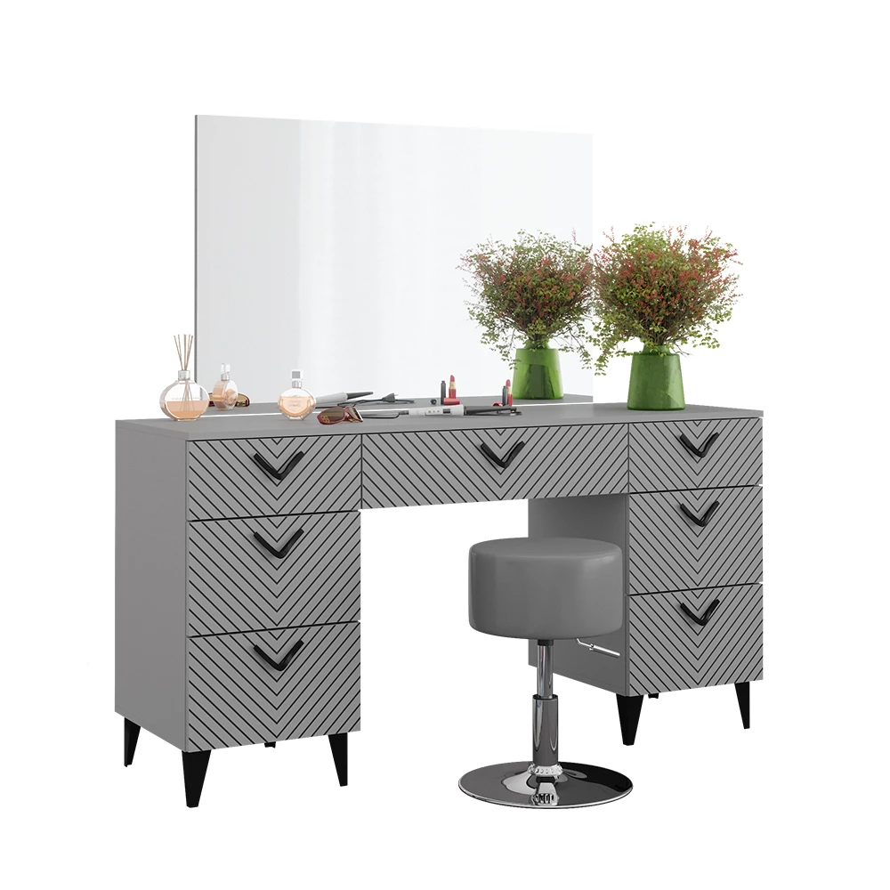 Vicco Vanity table Grey 150 cm with stool, Anett