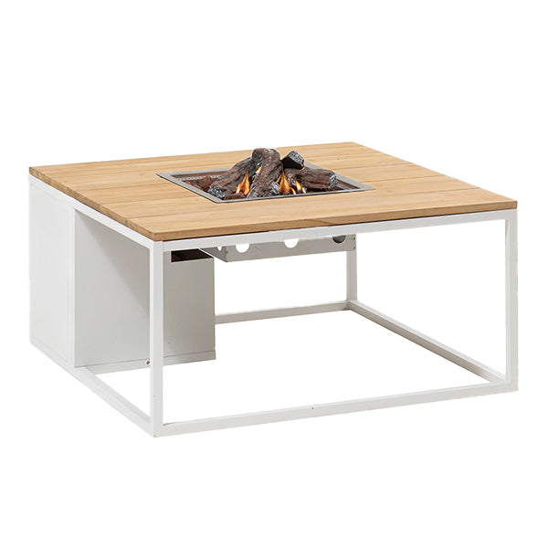 Pacific Lifestyle Cosiloft 100 Lounge Table Gas Fire Pit – White & Teak