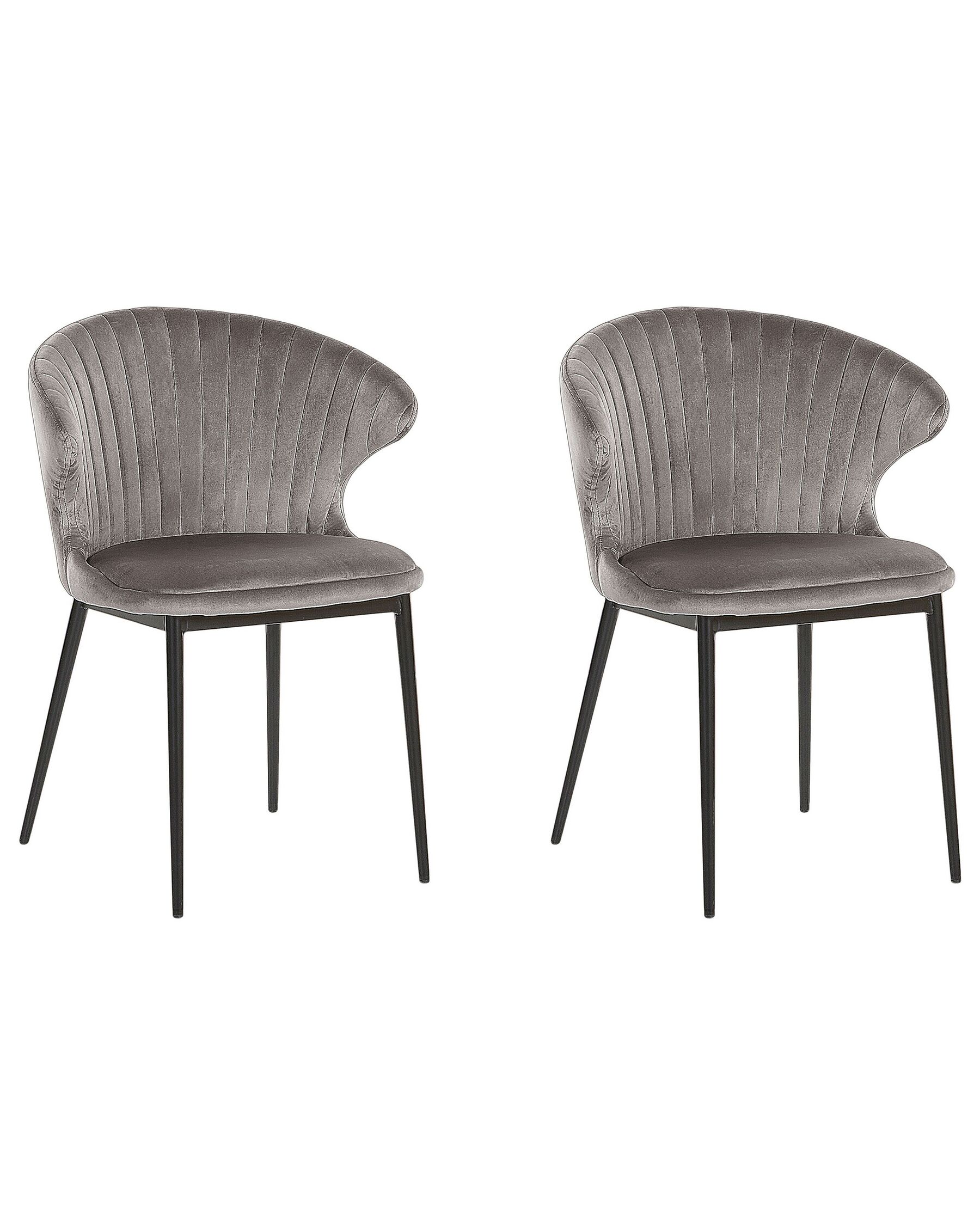 Dining Chair Set of 2 Velvet Grey Augusta