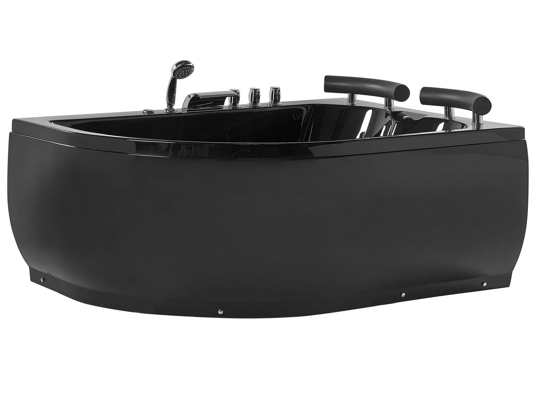 30/03/2025 Left Hand Whirlpool Corner Bath with LED 1580 x 1130 mm Black Paradiso