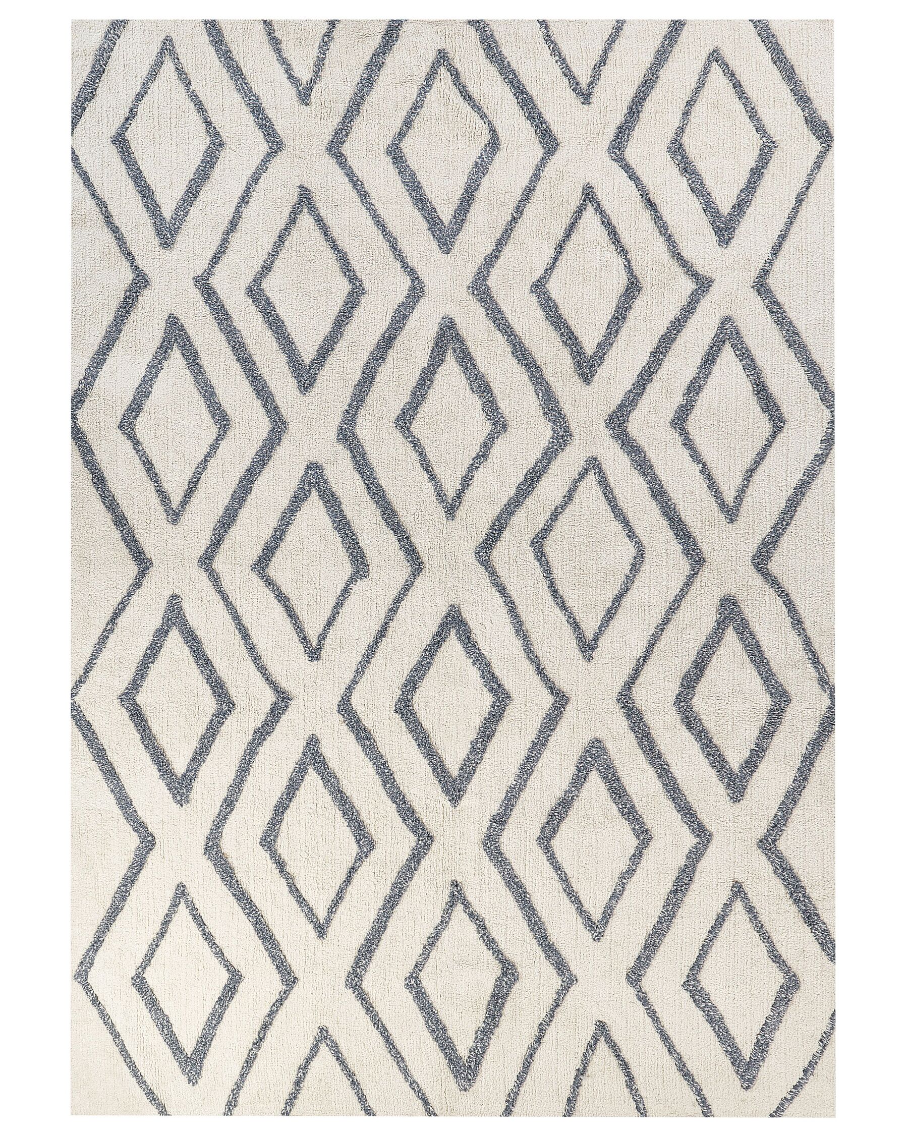 Shaggy Cotton Area Rug 160 x 230 cm Off-White and Blue Menderes