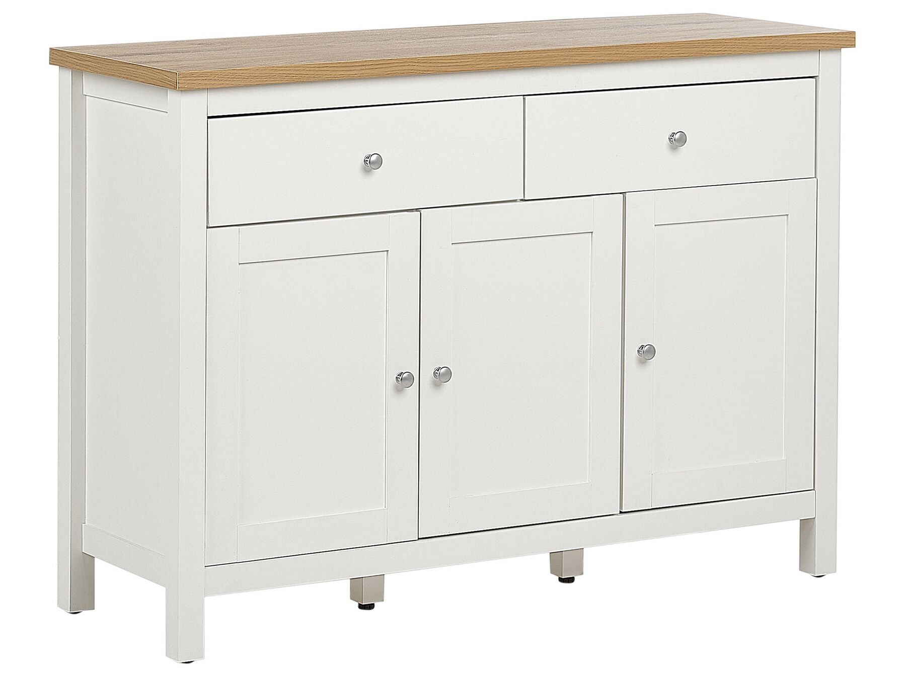 2 Drawer Sideboard White and Light Wood Atoca