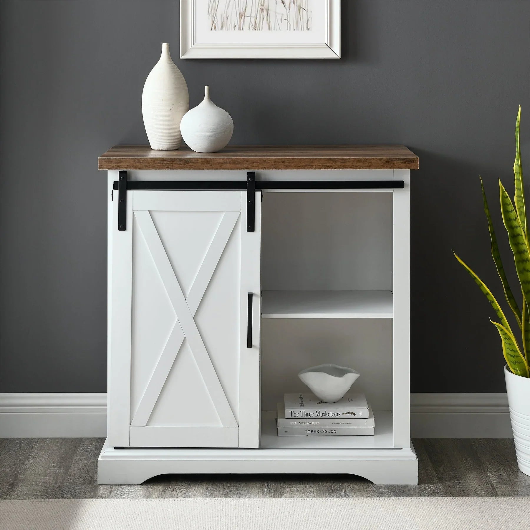 Barn Door Accent Cabinet Rustic Oak Willington