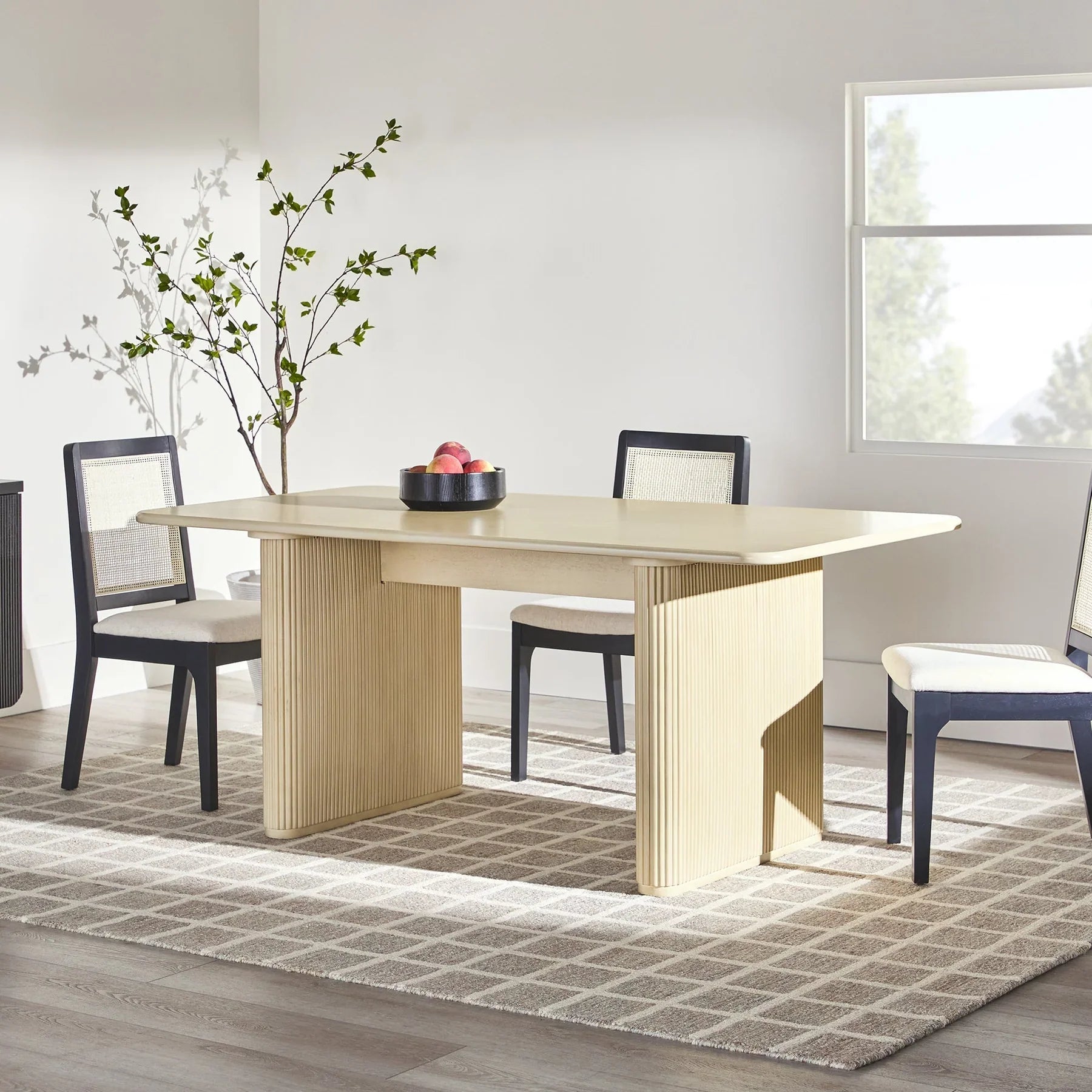 Dining Table with Reeded Base Birch Ahwahnee