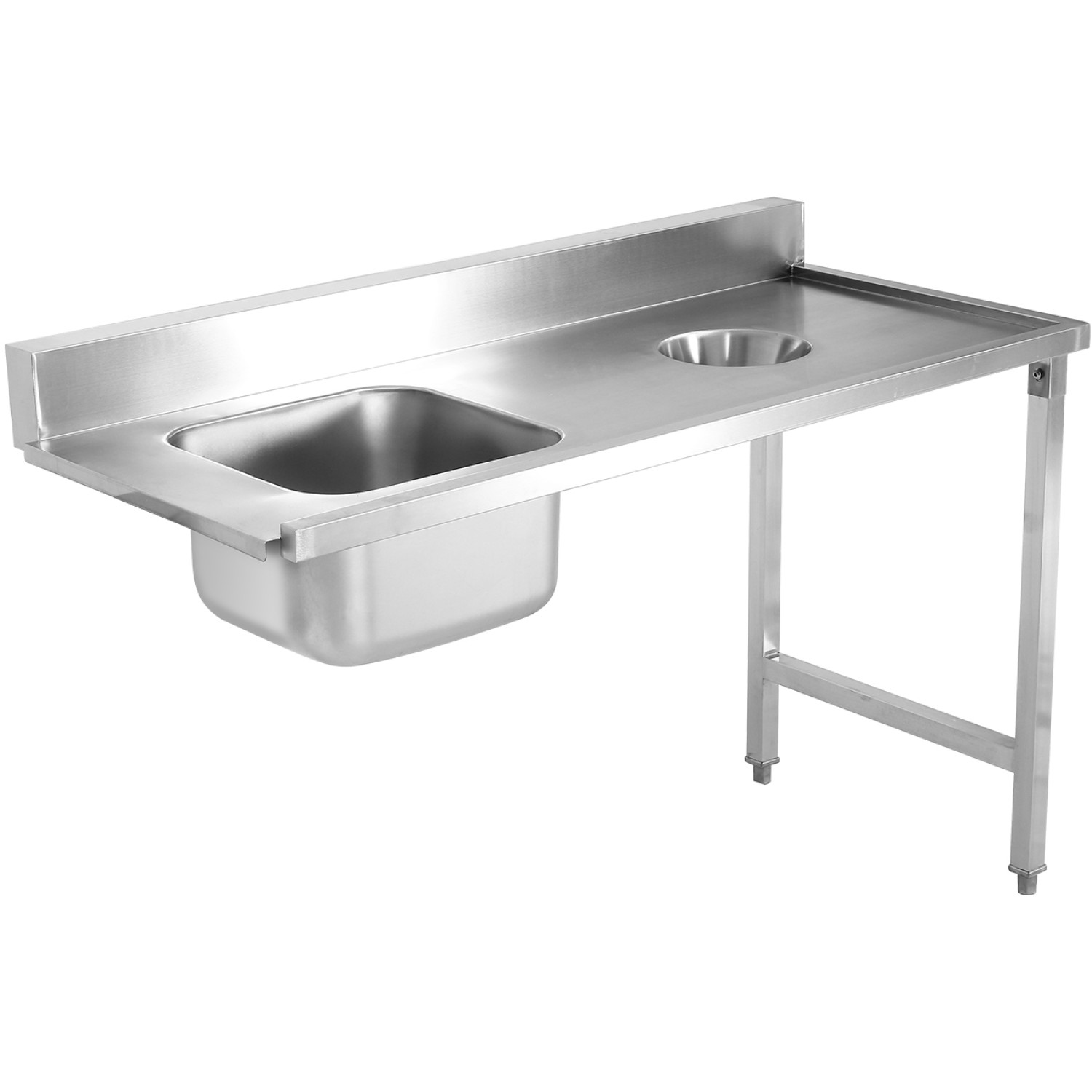 Loading table Right side 1400x650x850mm With sink With waste hole With splashback Stainless steel | Adexa DWITC1465L