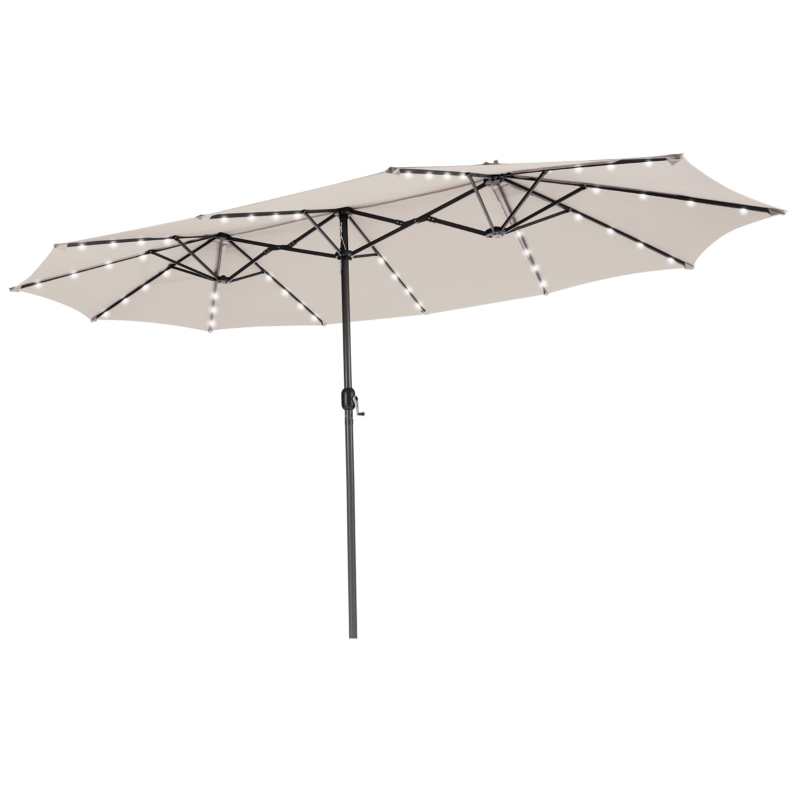 Double Sided Outdoor Market Umbrella with Hand Crank Mechanism