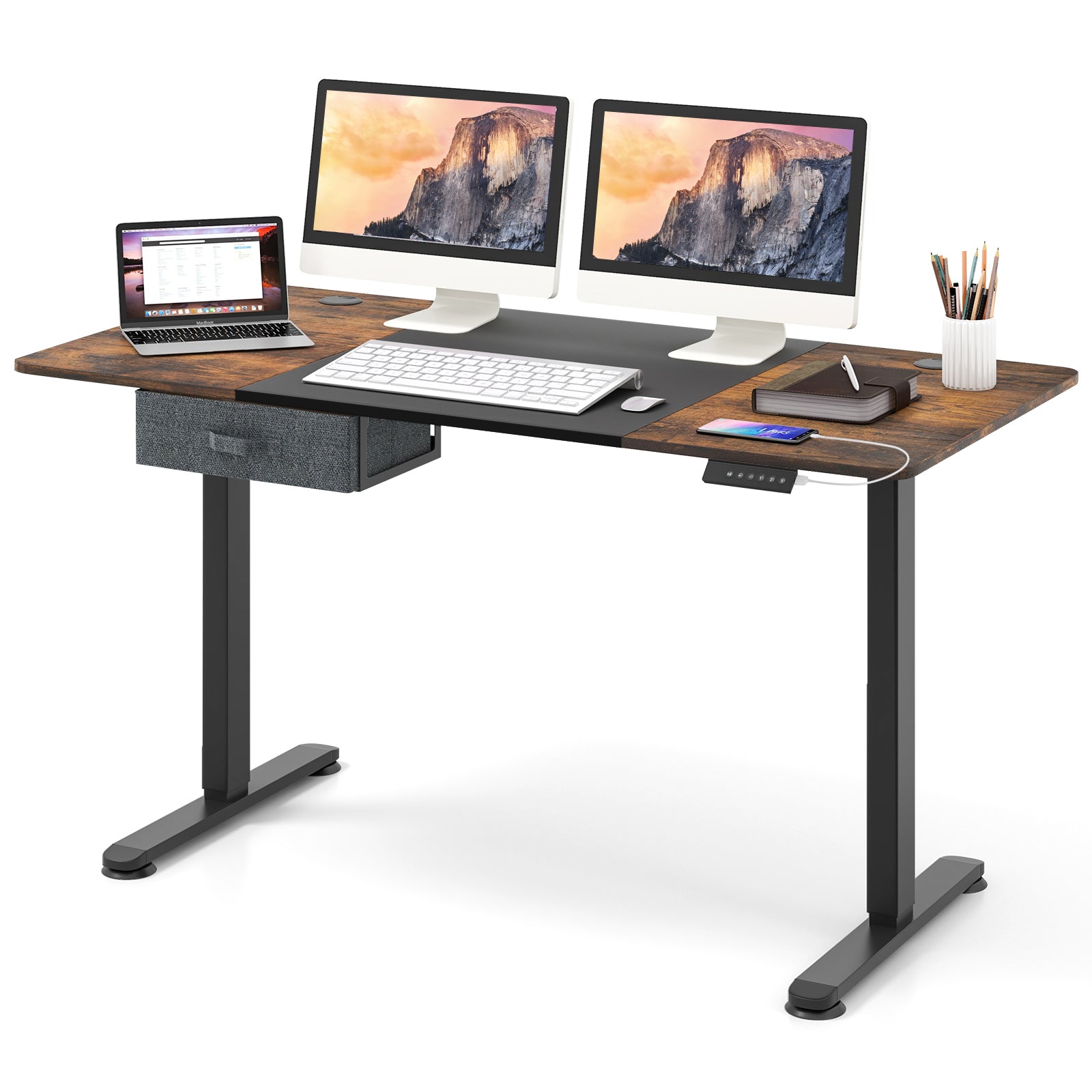 Electric Height Adjustable Standing Desk with USB Charging Port