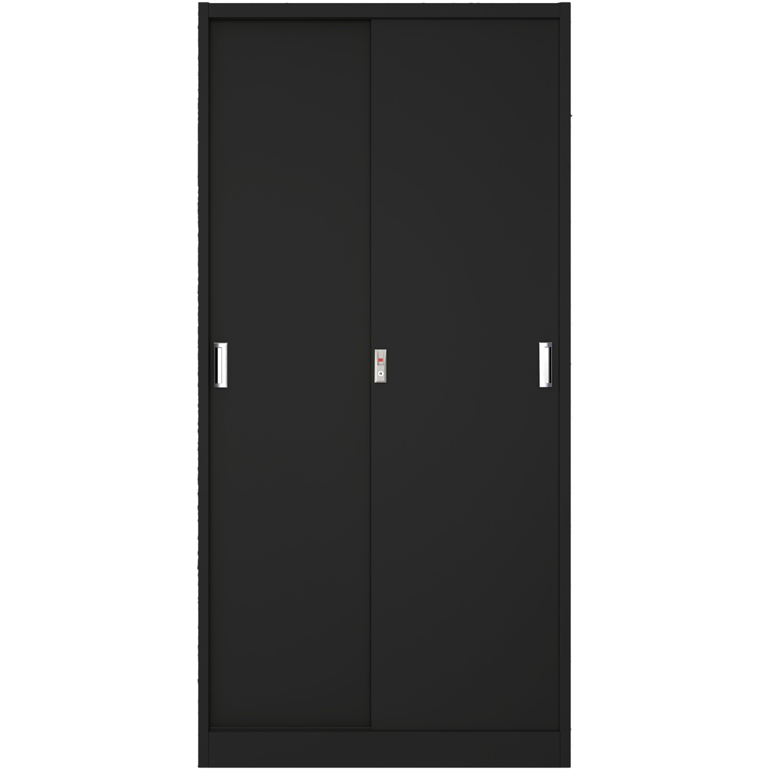 Commercial Sliding Door Steel Black Storage Cupboard with 4 Shelves and Lock 900x400x1850mm | Adexa FCC18BLACK