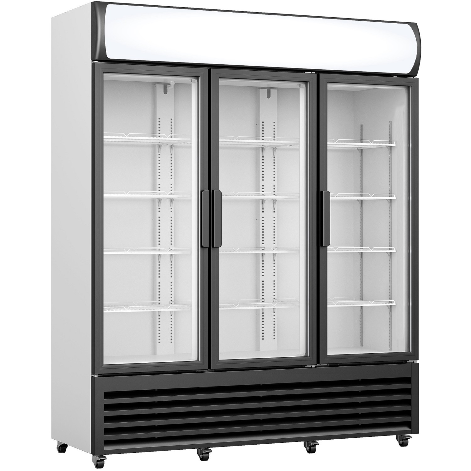 Commercial Display Refrigerator with Triple Hinged Glass door & Canopy 1500 litres Black | Adexa FCLT180AHA