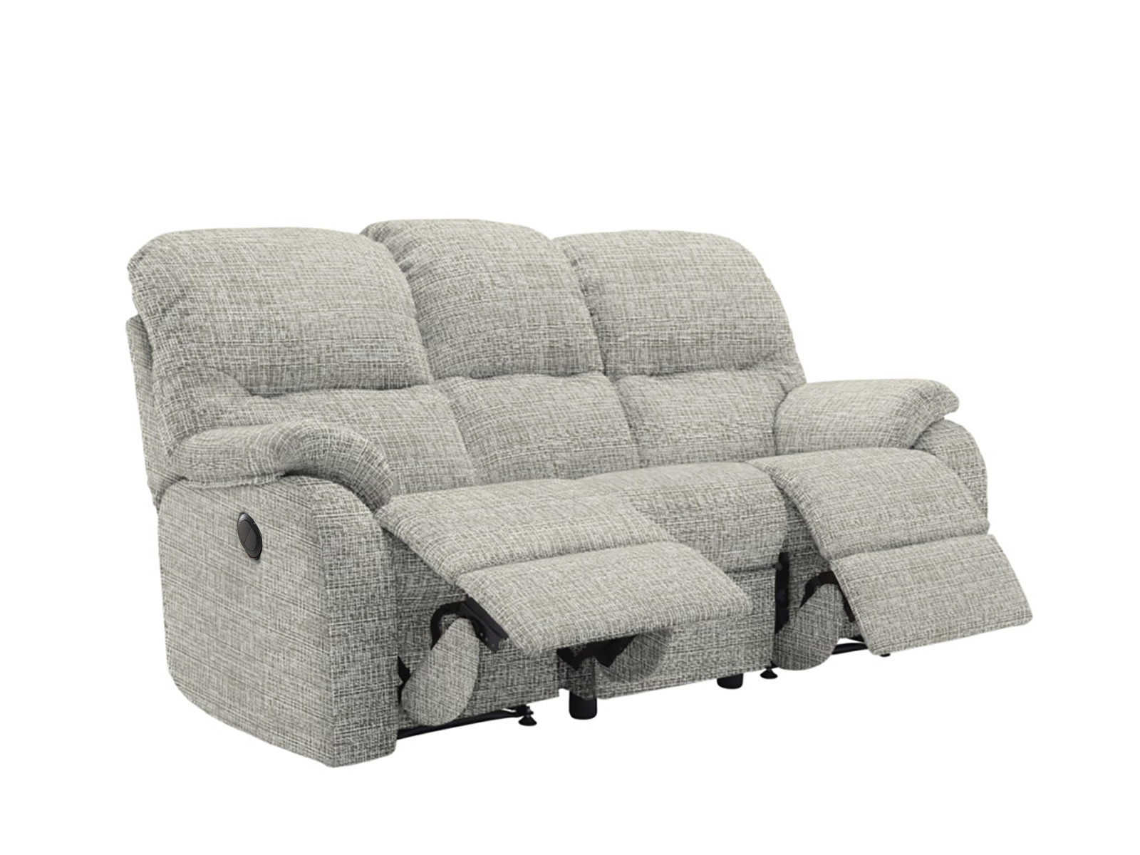 mistral fabric 3 seater power double recliner sofa