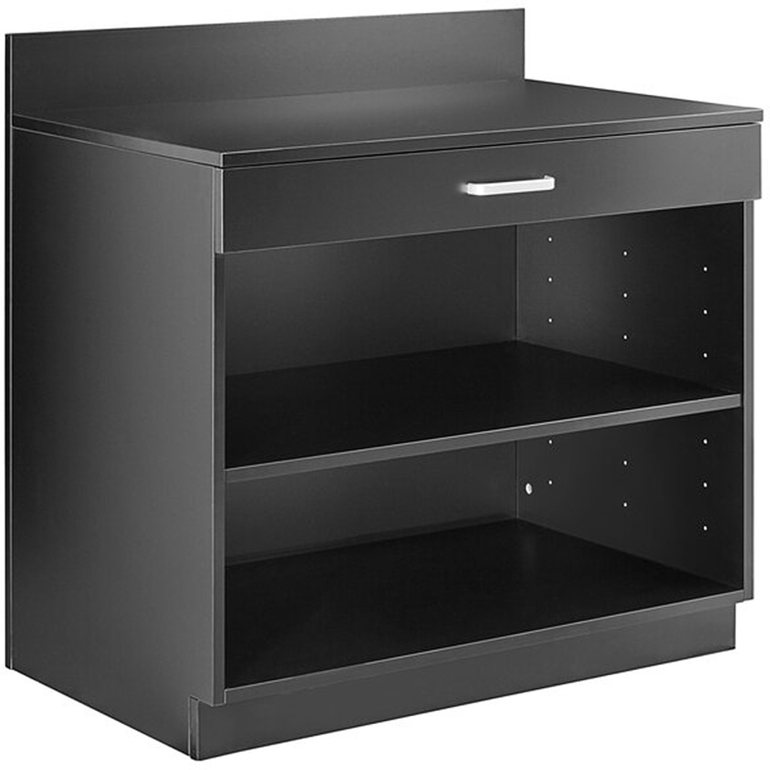 Black Waitress Station with Drawer and Adjustable Shelf 915x610x915mm | Adexa GSWS003