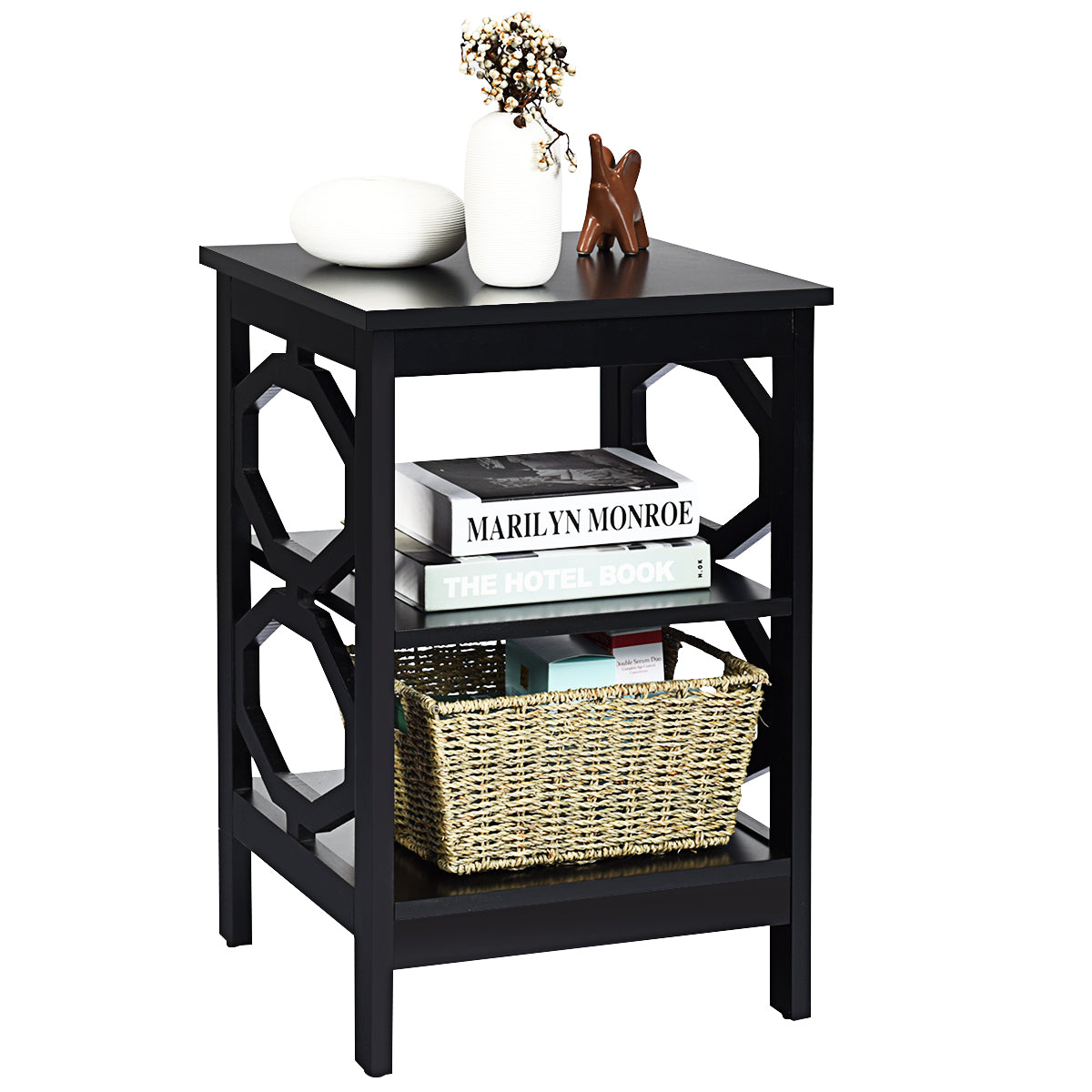 3 Tier Bedside Table with Storage Shelves for Living Room Bedroom