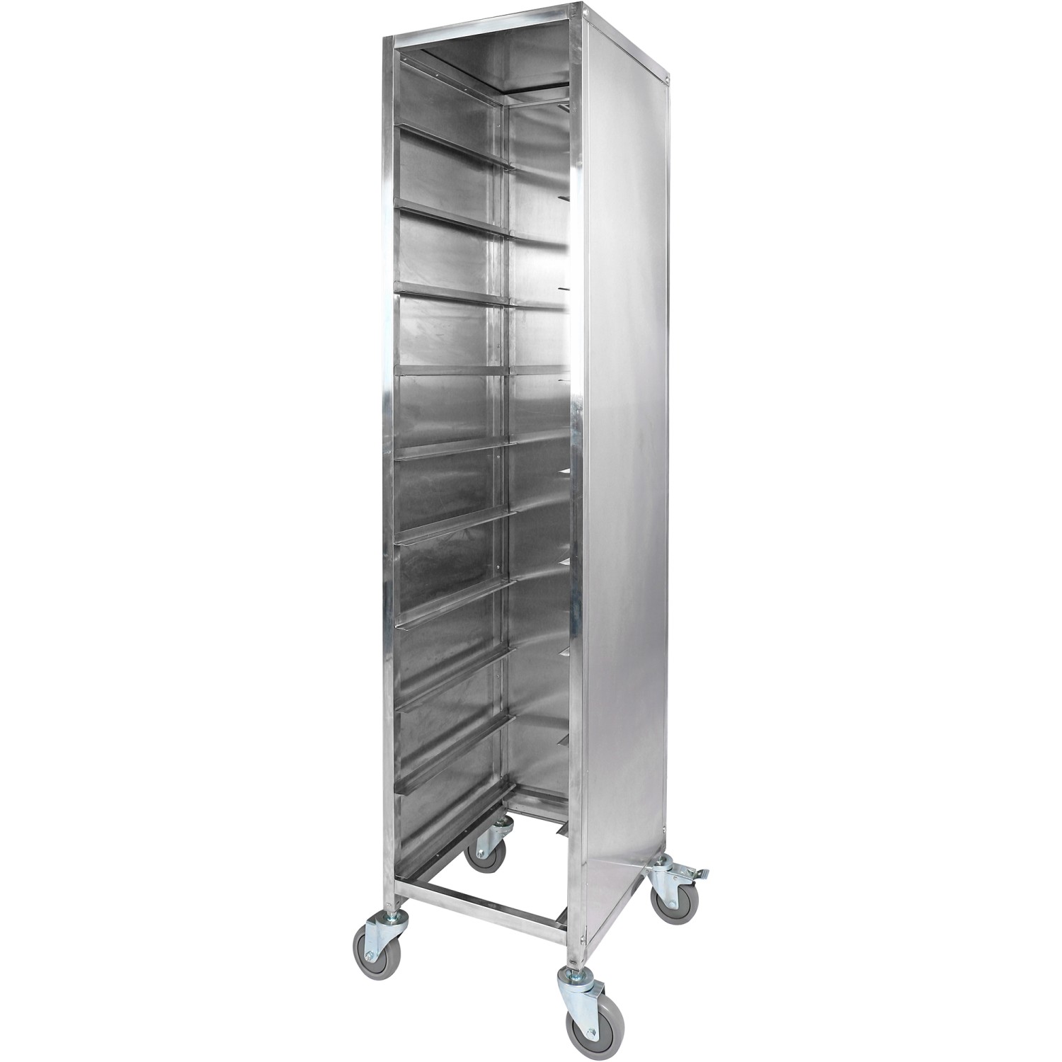 10 tier Rack/Tray/Pan Trolley for width 310-350mm Covered sides Stainless Steel  | Adexa PT10P