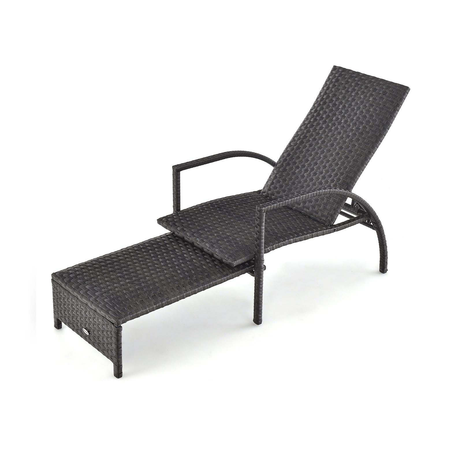 Patio Chaise Lounge with 5-Level Adjustable Backrest-Brown