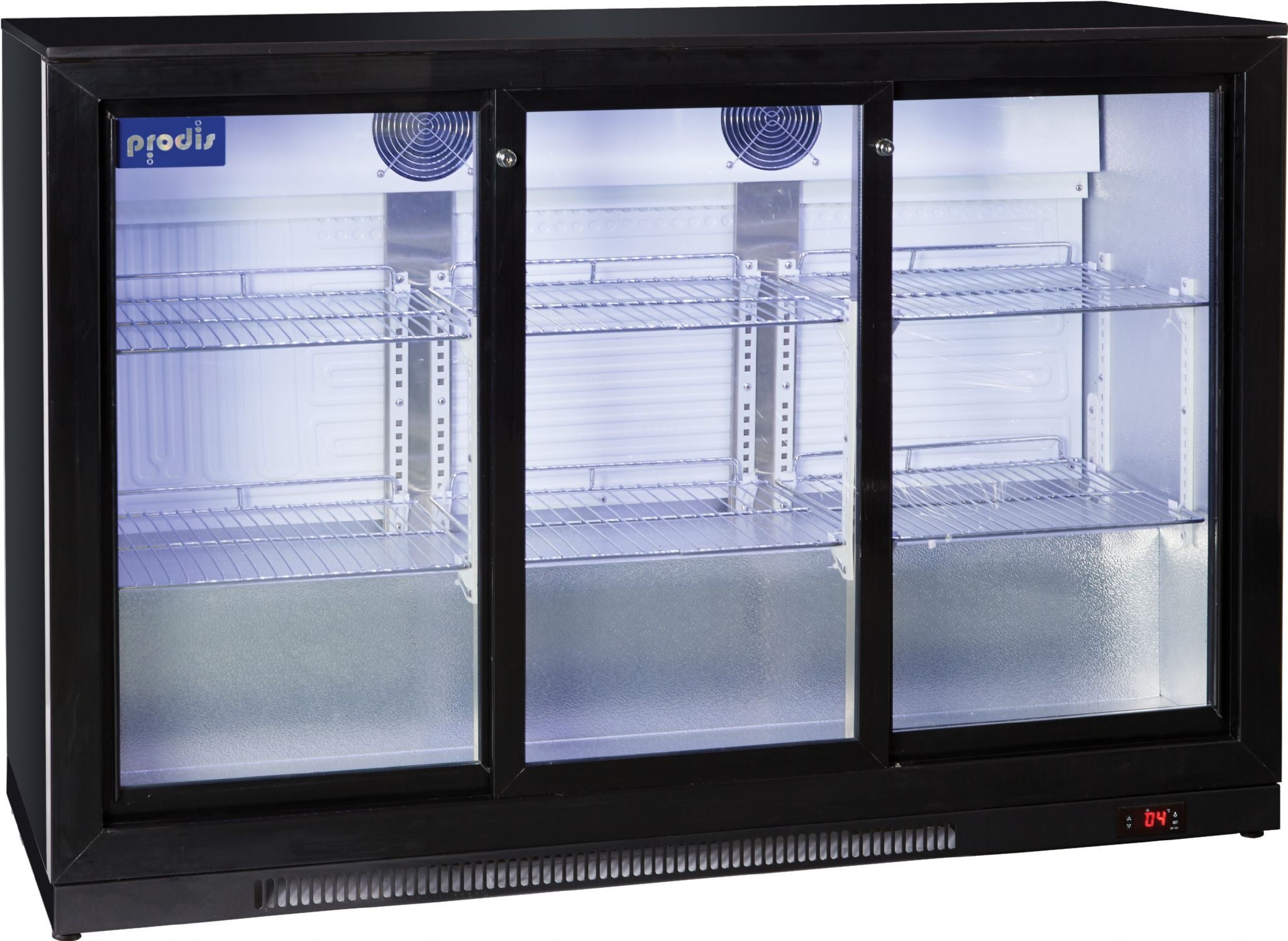 Prodis NT3BS-HC triple sliding door bottle cooler black finish