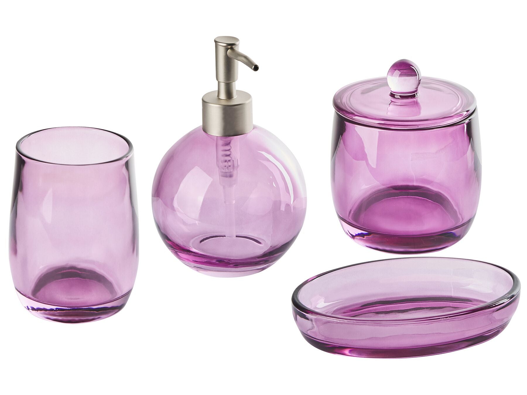 Glass 4-Piece Bathroom Accessories Set Violet Roana