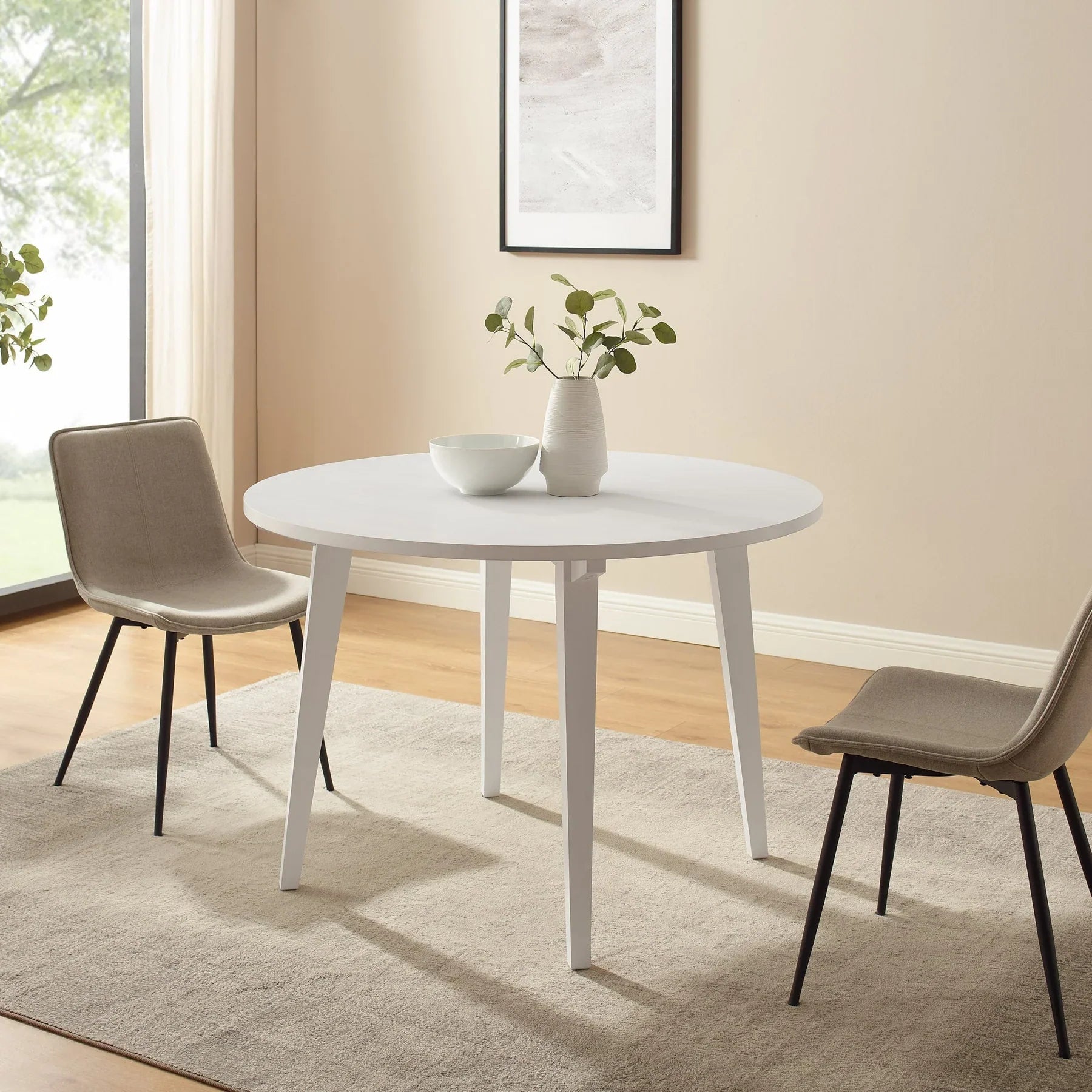 Wood White Round Dining Table Railsback