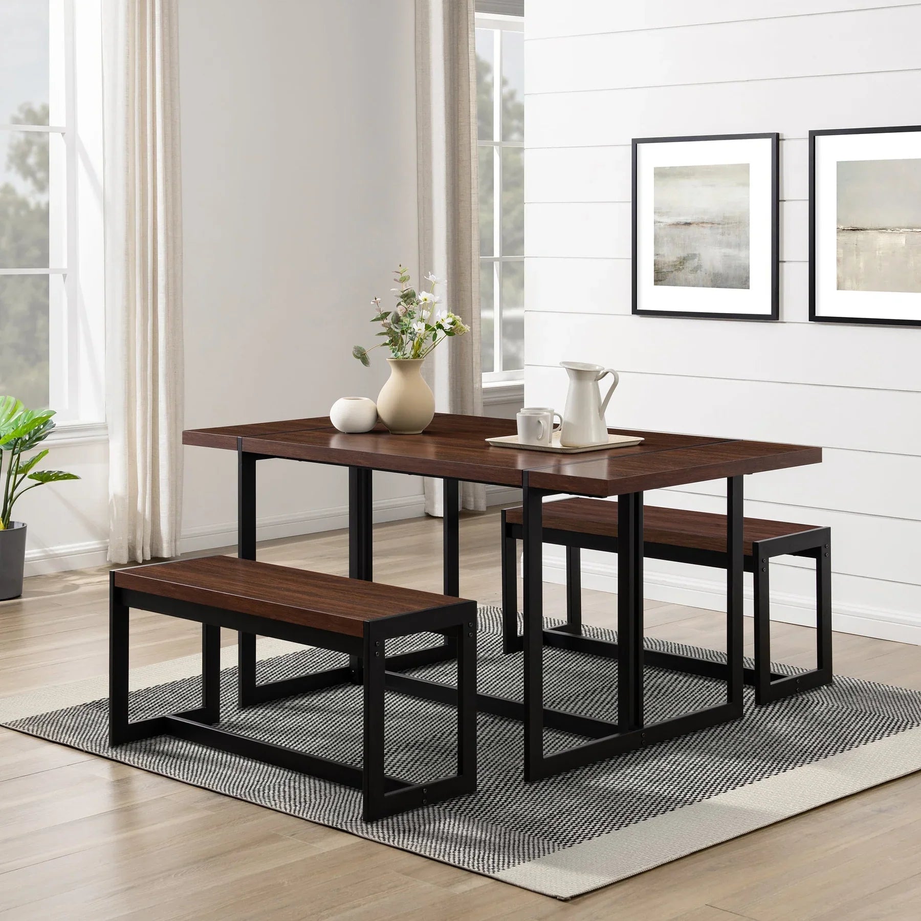 Dark Walnut Rectangle Dining Set Ellani