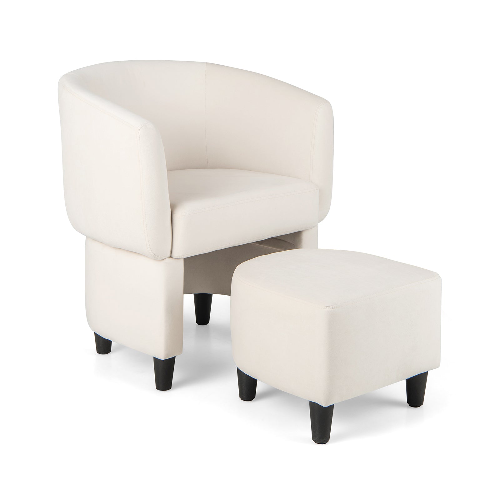 Upholstered Velvet Barrel Chair Modern Club Chair with Ottoman