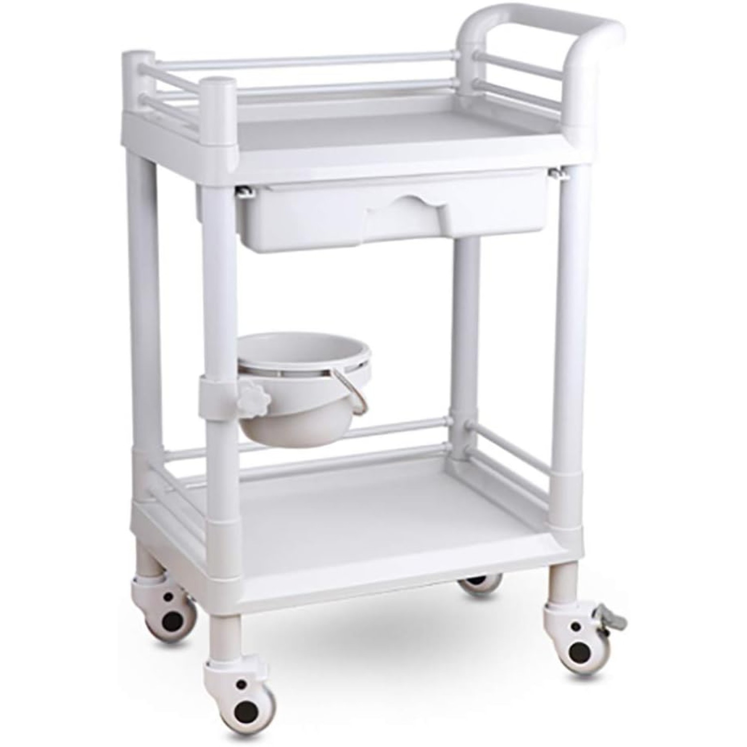 Professional 2 Tier Mobile Medical Trolley 1 Drawer ABS 540x370x900mm | Adexa WH2ST5437D