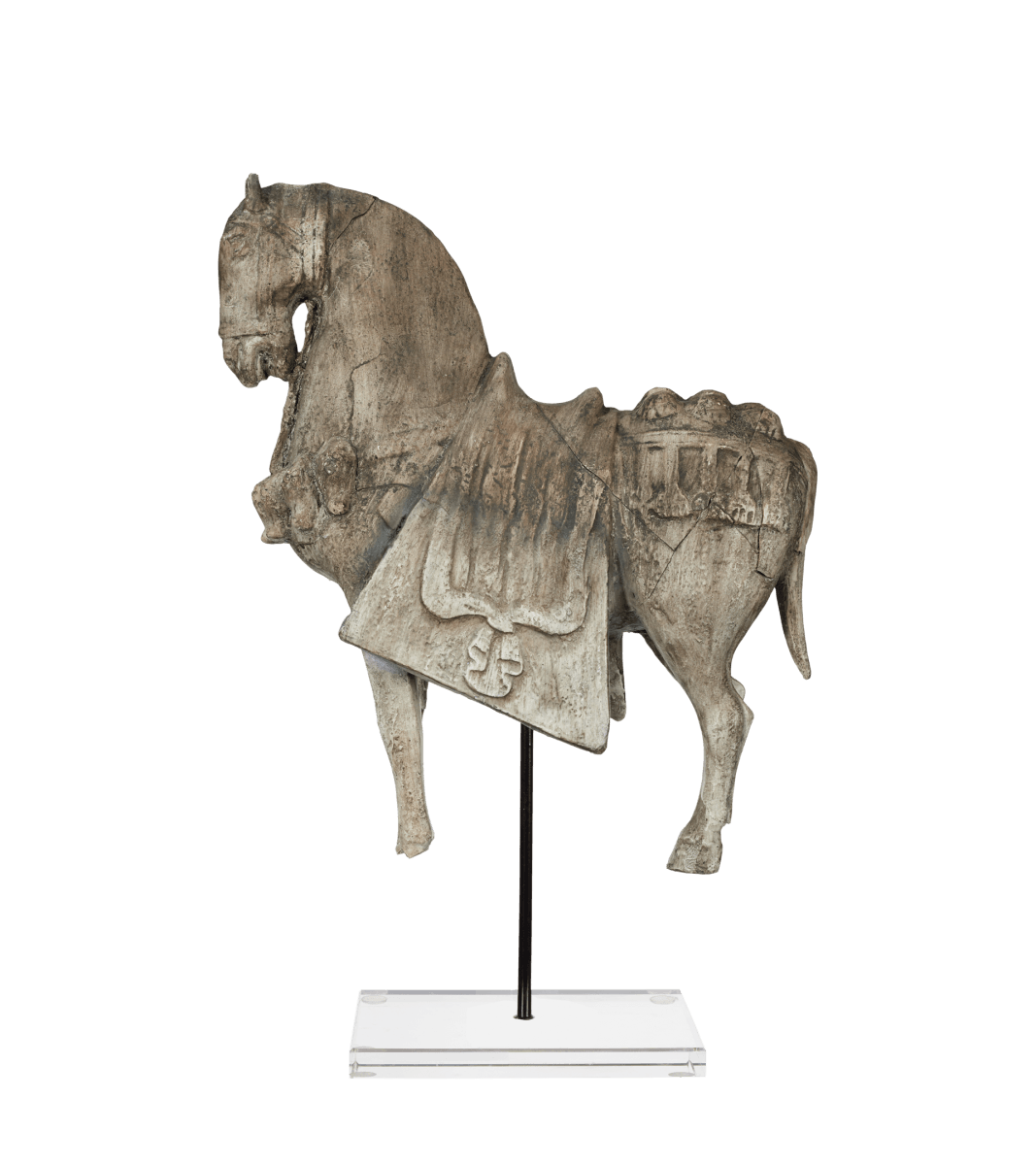 Large Bucephalus Horse on Acrylic Stand – Verdigris