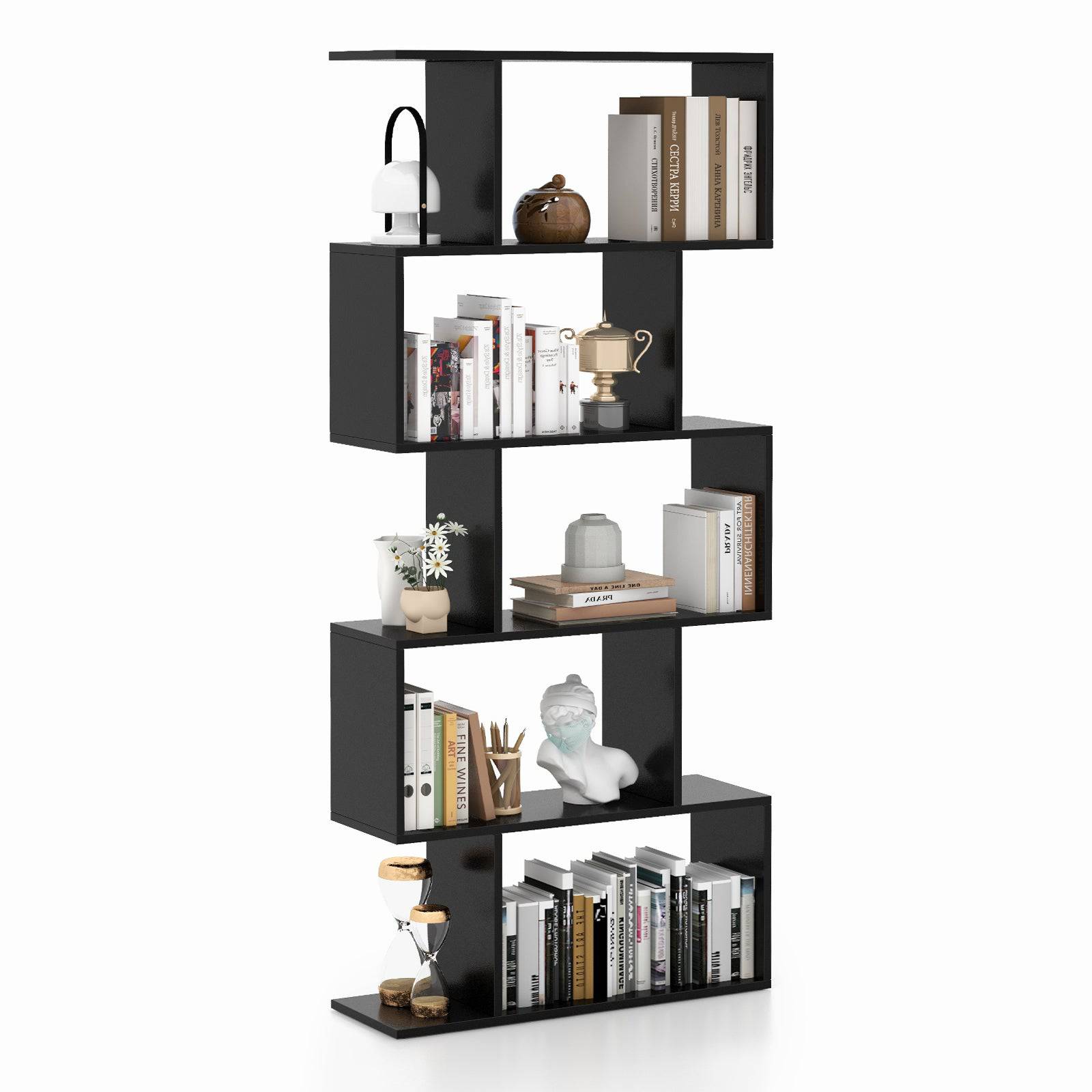 Geometric S Shaped Bookcase with Anti Toppling Device for Living Room Home Office