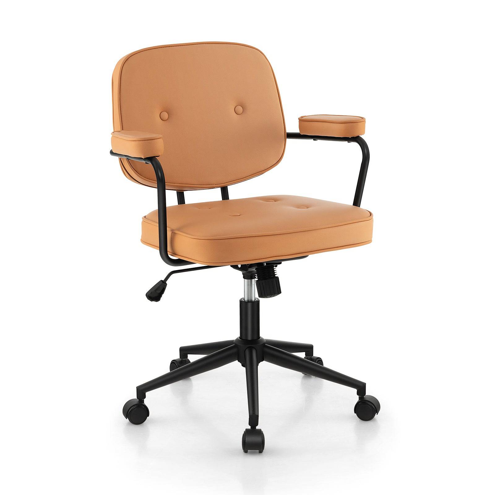 PU Leather Upholstered Swivel Task Chair with Rocking Backrest