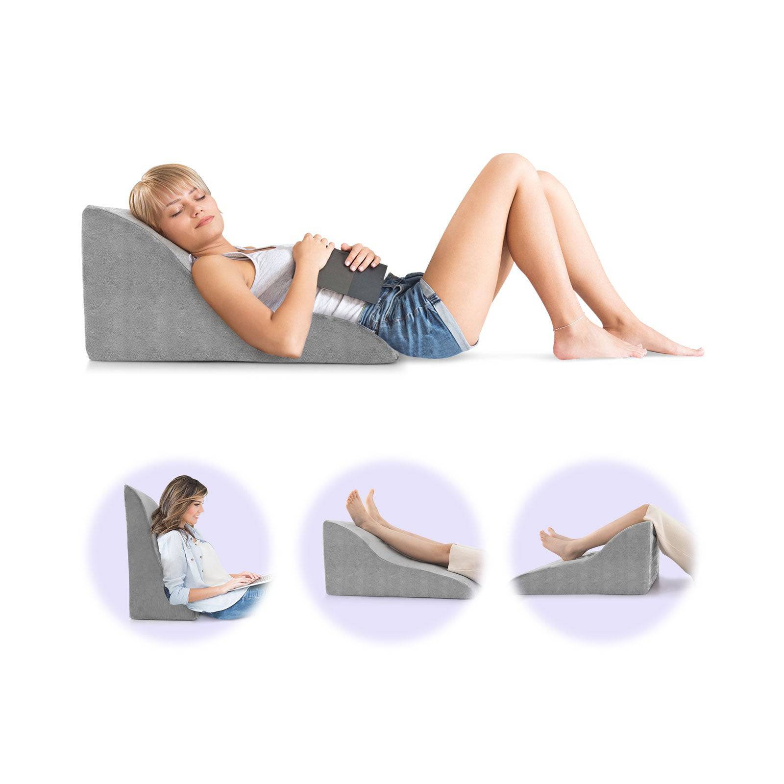 Wedge Pillow for Sleeping with Unique Curved Design and Machine washable Cover