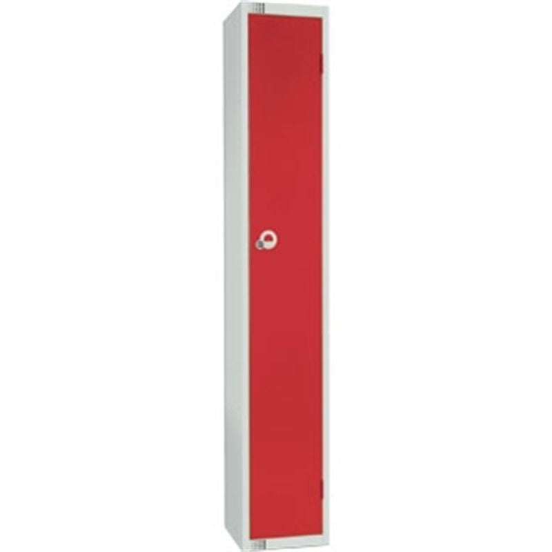 Elite Single Door Locker Red Camlock Sloping Top 300mm – W949-CS