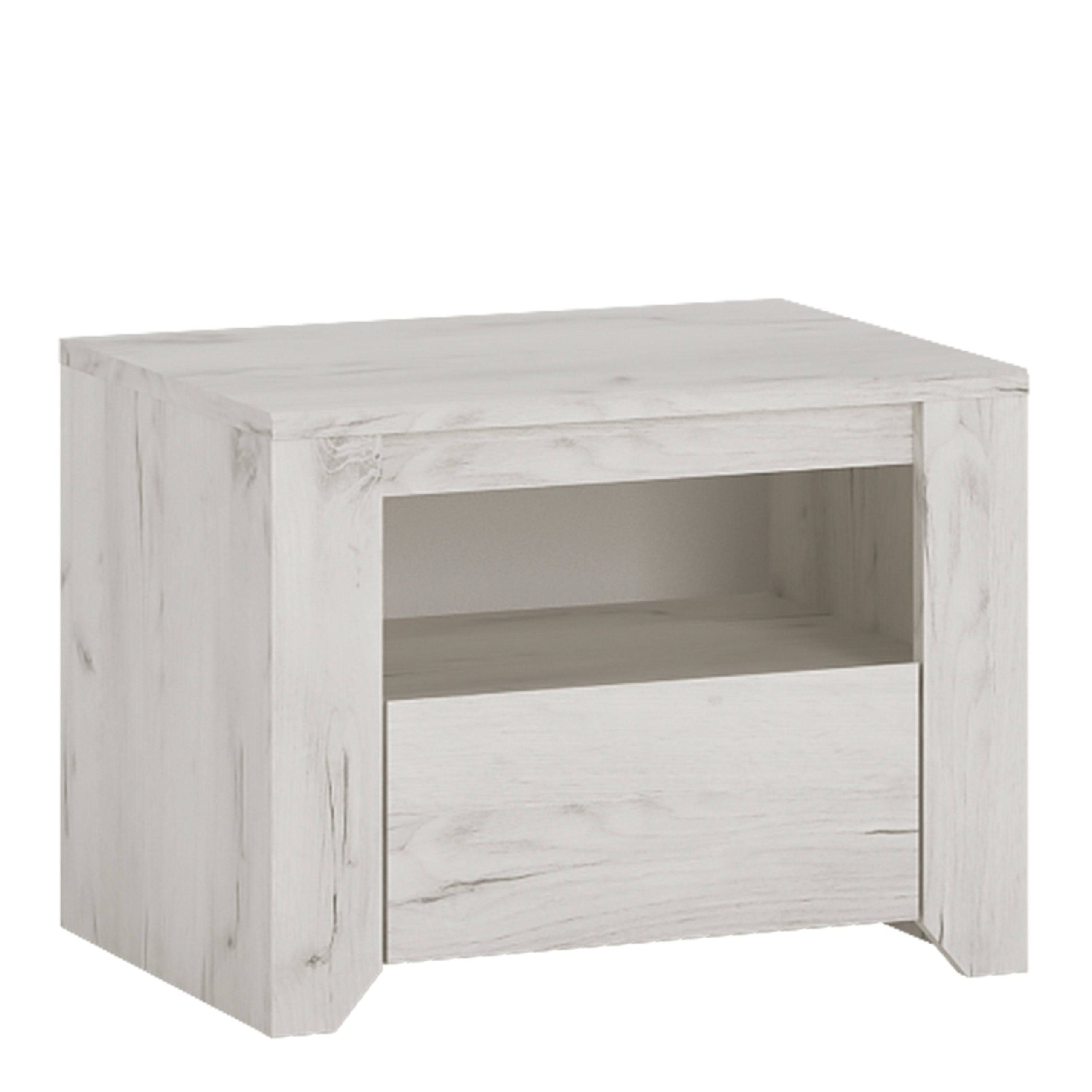 Angel 1 Drawer Bedside White Craft Oak